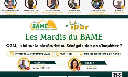  DANS L'AGENDA ... 27<sup class="typo_exposants">e</sup> conférence des « Mardis du BAME » sur le thème « OGM, la loi sur la biosécurité au Sénégal : doit-on s'inquiéter ? »